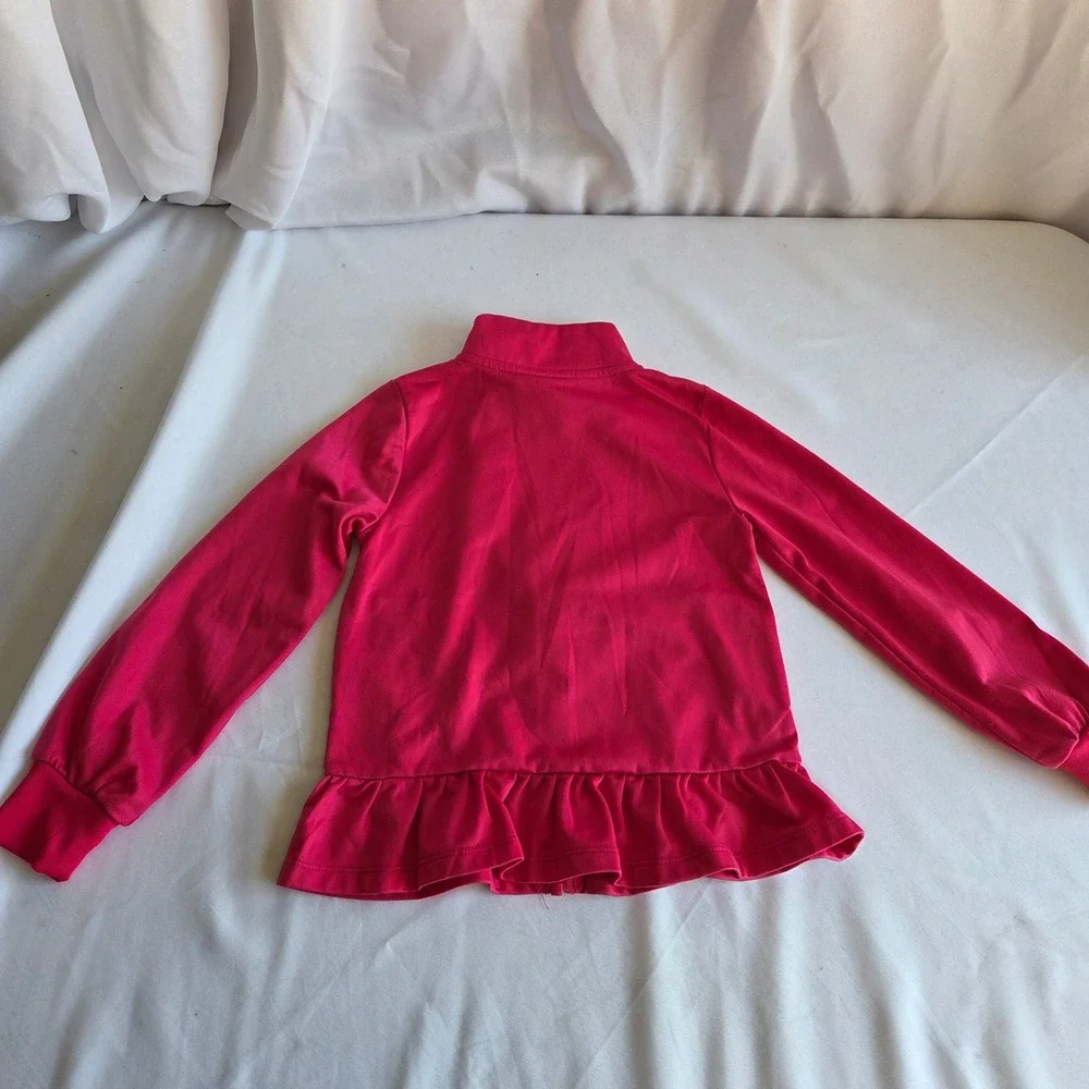 Nike Girls Pink Daisy Swoosh Ruffle Hem Track‎ Jacket Full Zip Size 4T
